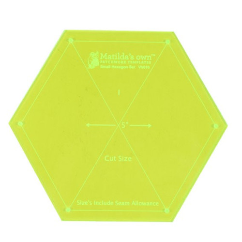 Small Hexagon 9 piece patchwork quilting template set 